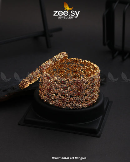 Ornamental Art Bangles Red