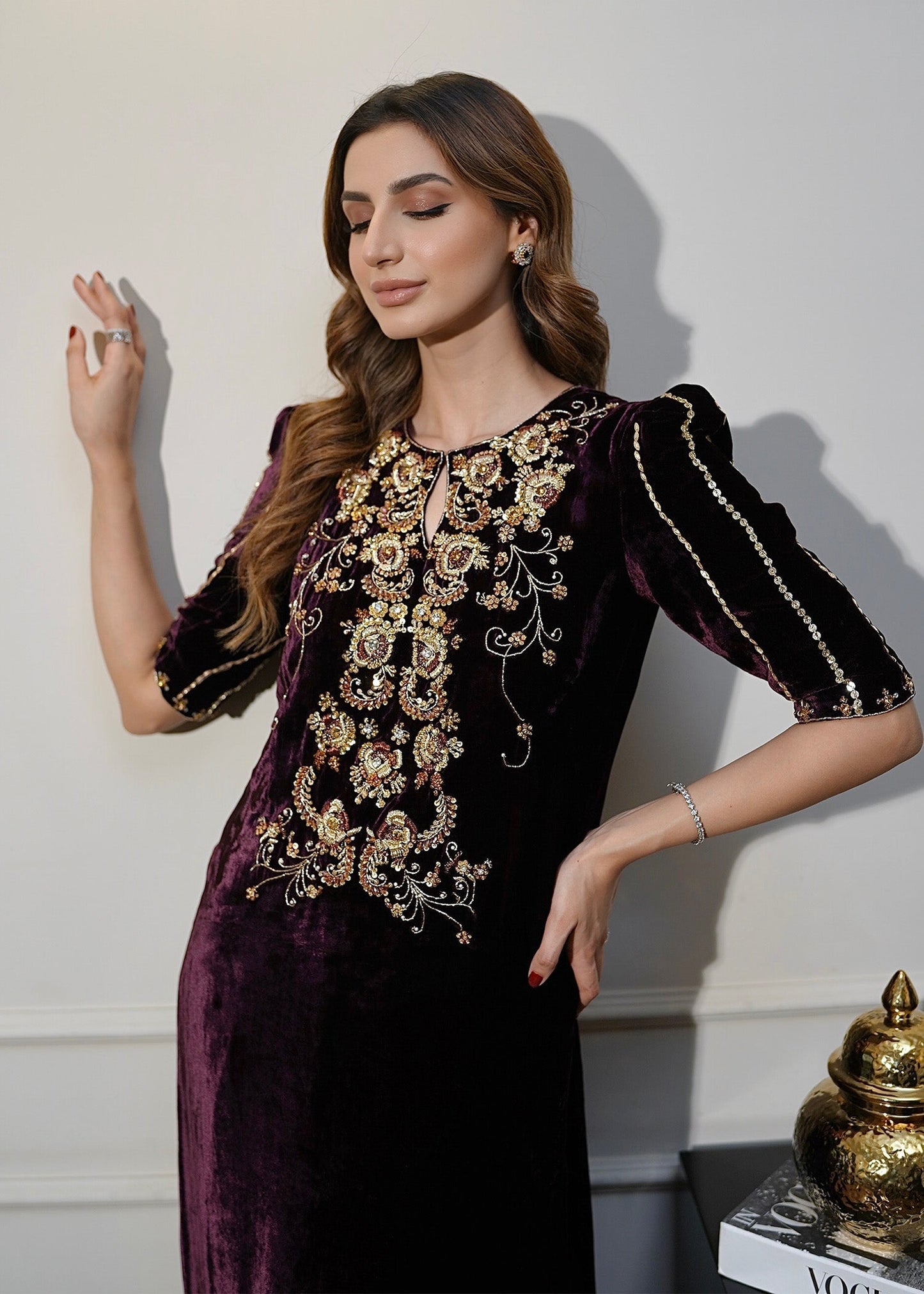 Mahum Asad | Voila Velvets | Jade L Plum Velvet