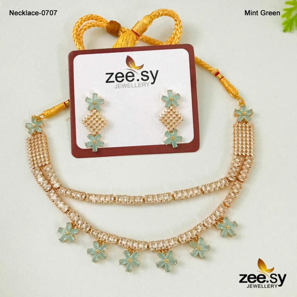 Party Wear Necklace-0707 Mint Green