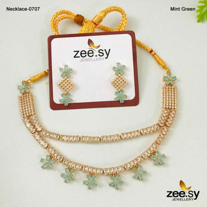 Party Wear Necklace-0707 Mint Green