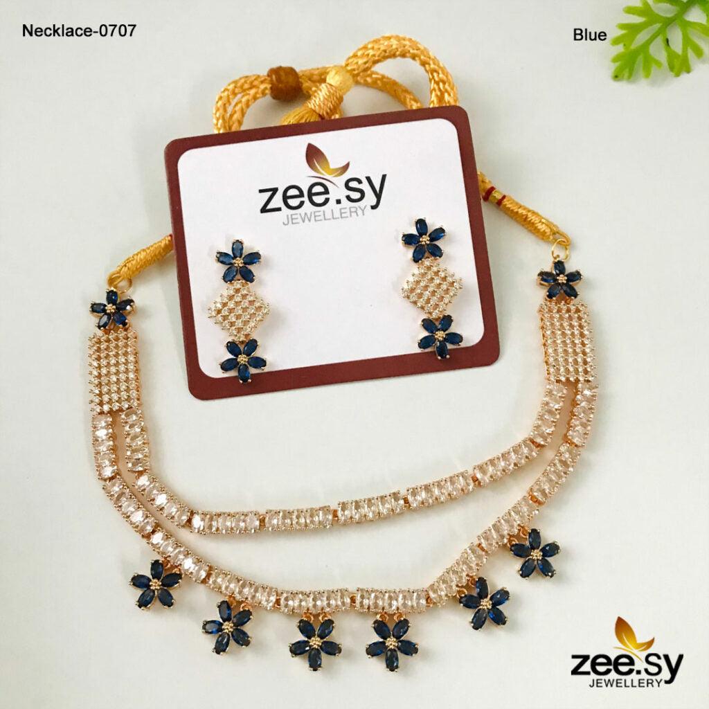 Party Wear Necklace-0707 Blue