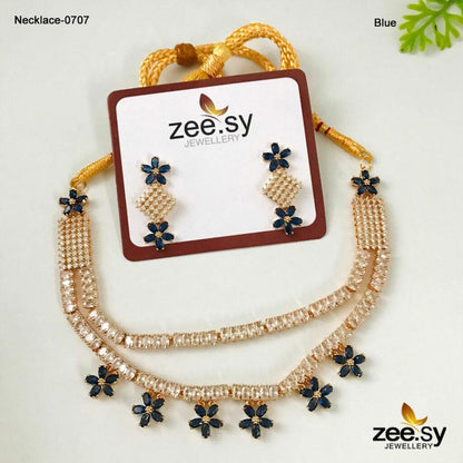 Party Wear Necklace-0707 Blue