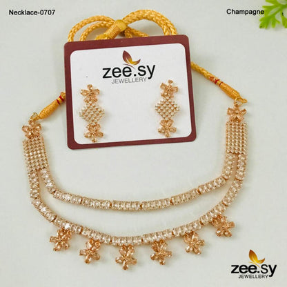 Party Wear Necklace-0707 Champagne