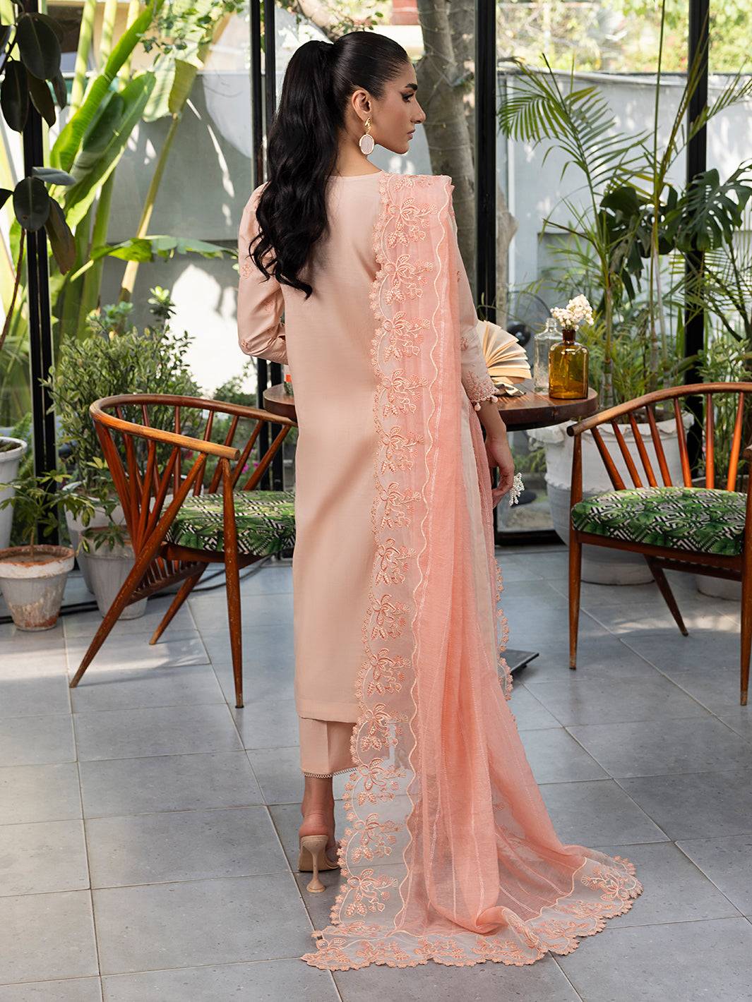 Izel | Meadow Muse Embroidered Lawn 25 | PEACHLIGHT - Pakistani Designer Dress - by Izel | Type: Ladies Clothes - 100% Original at Saira Sultan