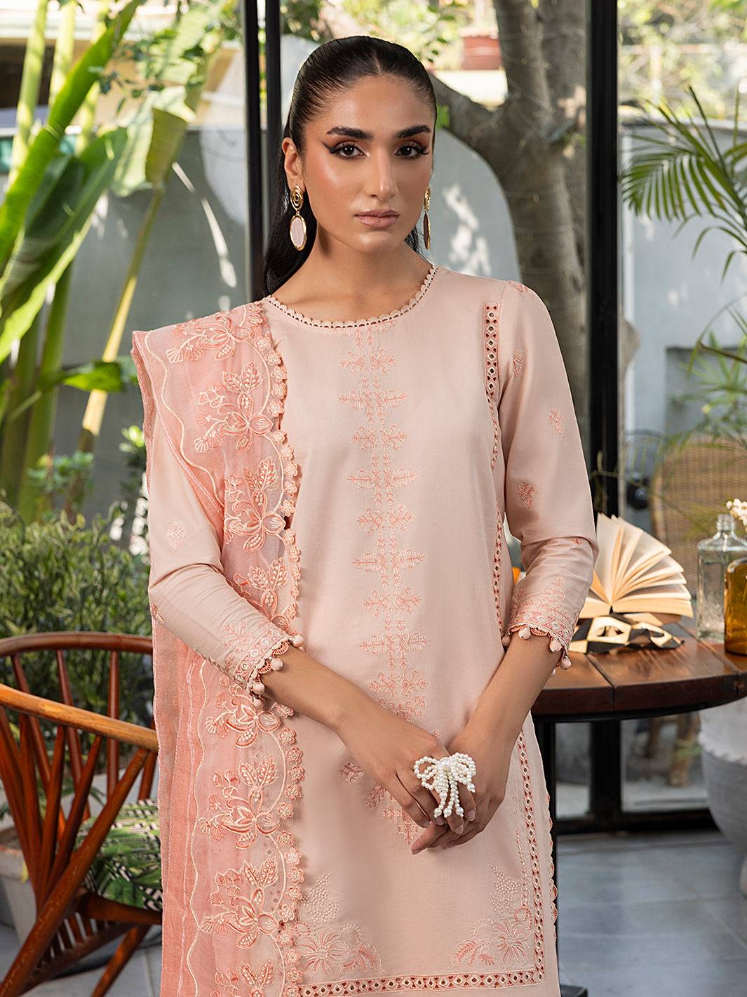 Izel | Meadow Muse Embroidered Lawn 25 | PEACHLIGHT - Pakistani Designer Dress - by Izel | Type: Ladies Clothes - 100% Original at Saira Sultan