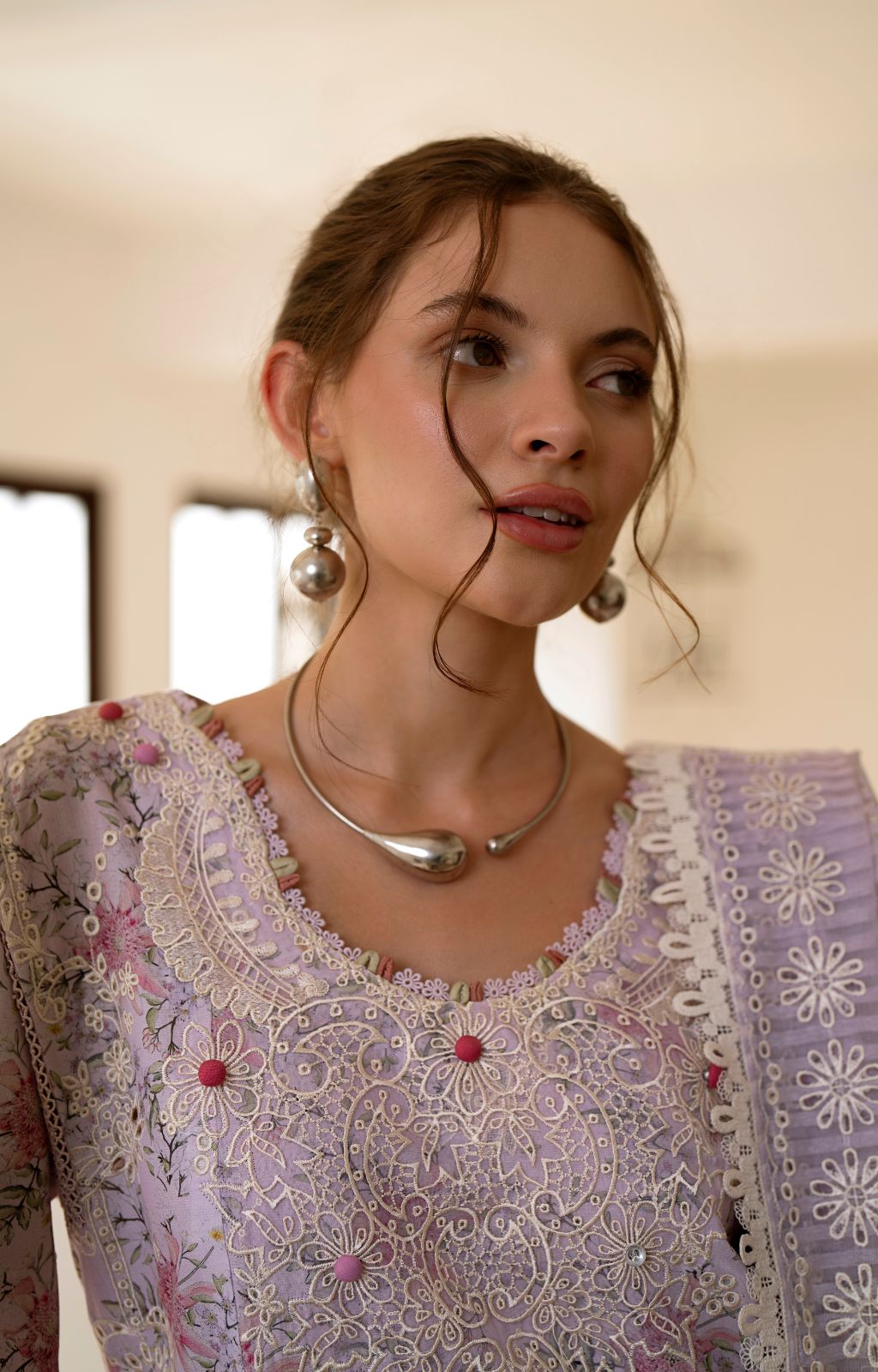 AJR Couture | Printakari Lawn 25 | Pearl M Lilac Lawn