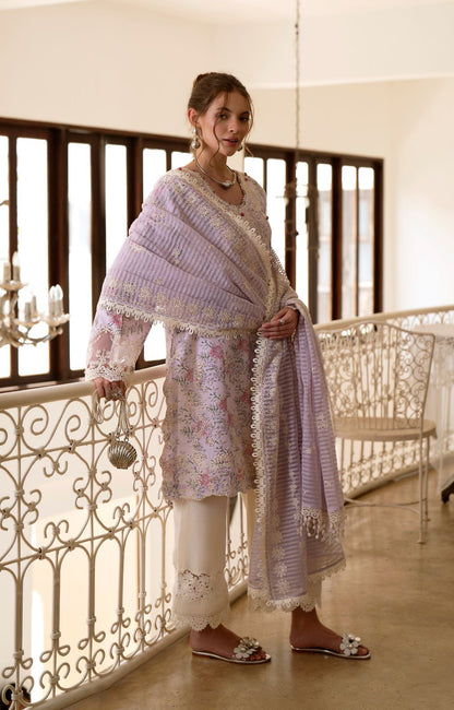 AJR Couture | Printakari Lawn 25 | Pearl XL Lilac Lawn