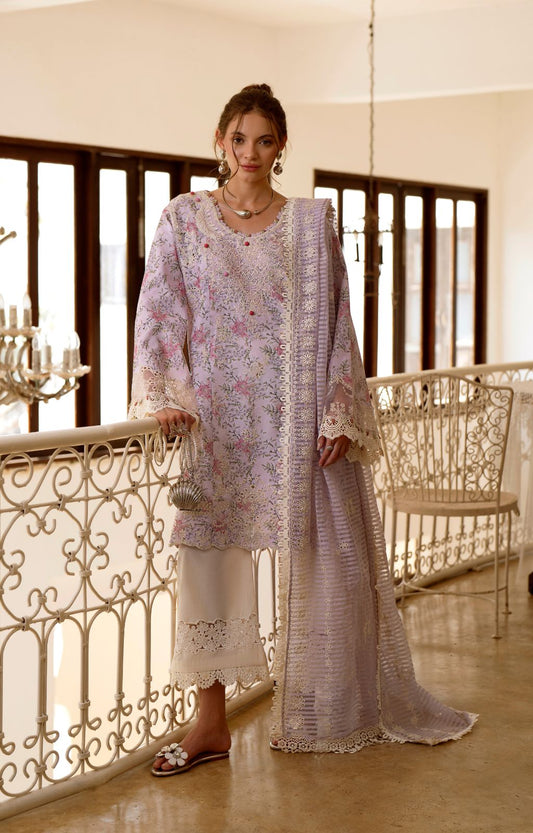 AJR Couture | Printakari Lawn 25 | Pearl XS Lilac Lawn