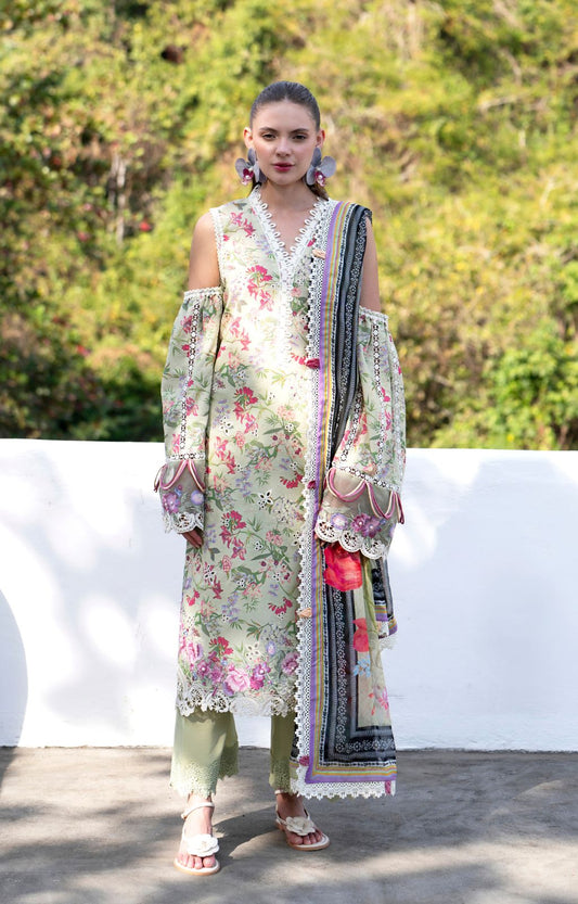 AJR Couture | Printakari Lawn 25 | Pink Patel XS Pistachio Lawn