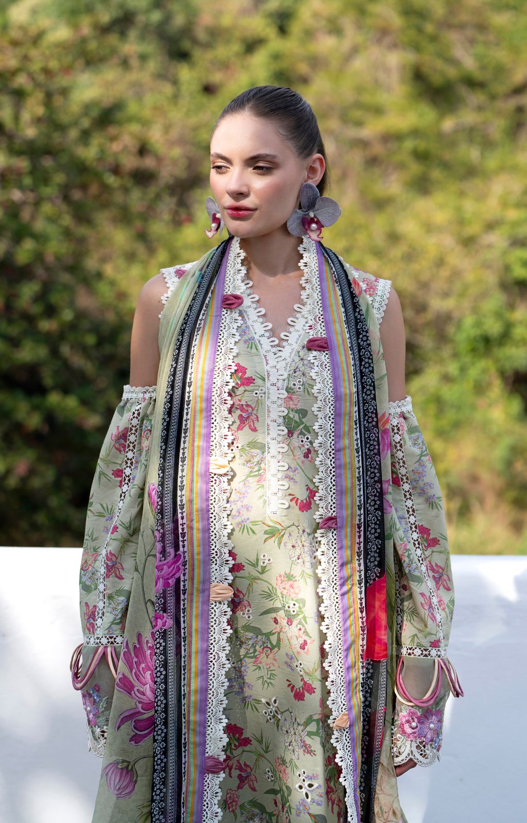 AJR Couture | Printakari Lawn 25 | Pink Patel Custom Size Pistachio Lawn