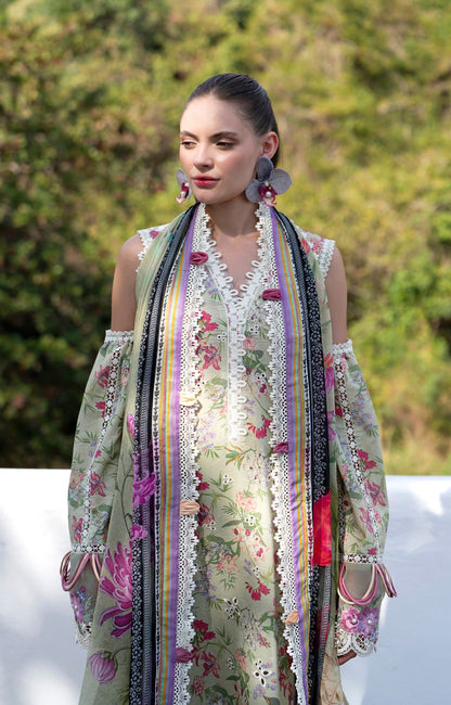 AJR Couture | Printakari Lawn 25 | Pink Patel Custom Size Pistachio Lawn