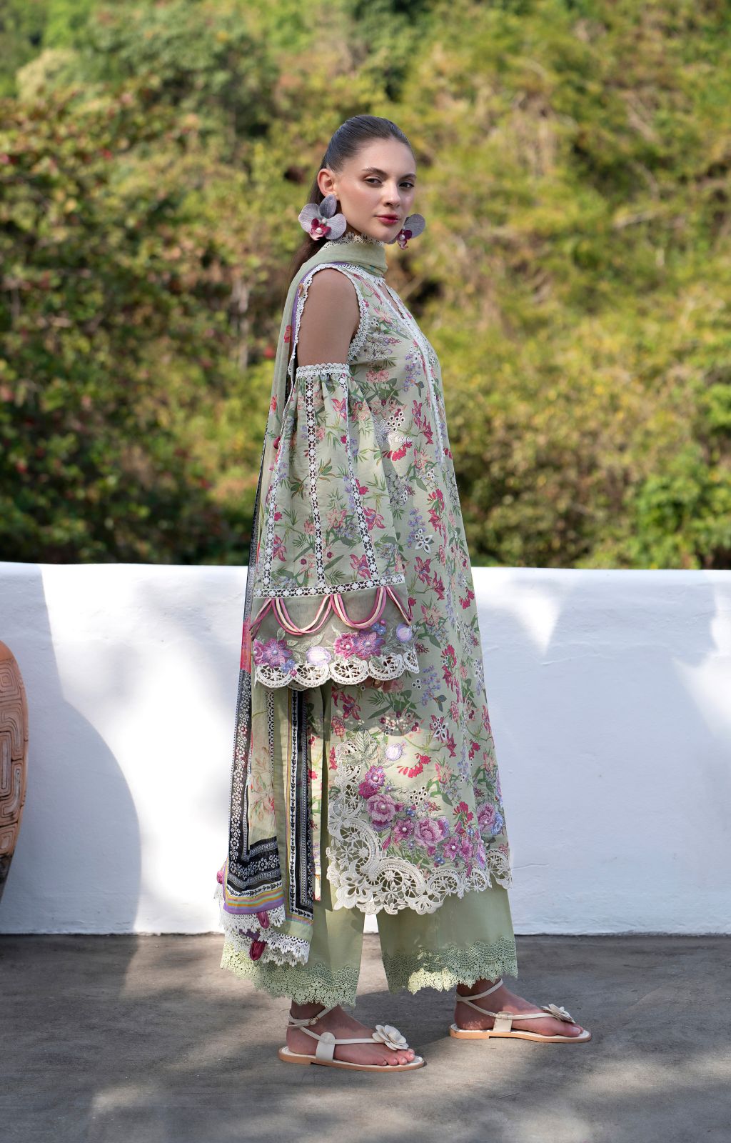 AJR Couture | Printakari Lawn 25 | Pink Patel S Pistachio Lawn