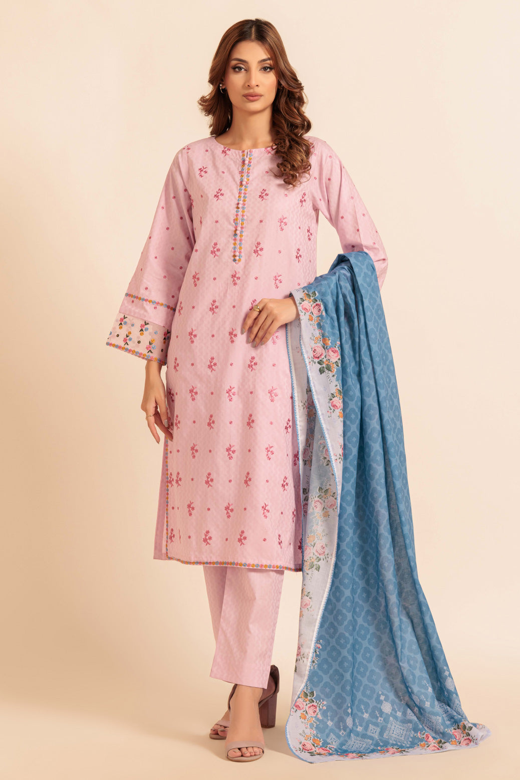 Bonanza Satrangi | Pink Jacquard 3 Piece (PWS1243P10) 12 Pink