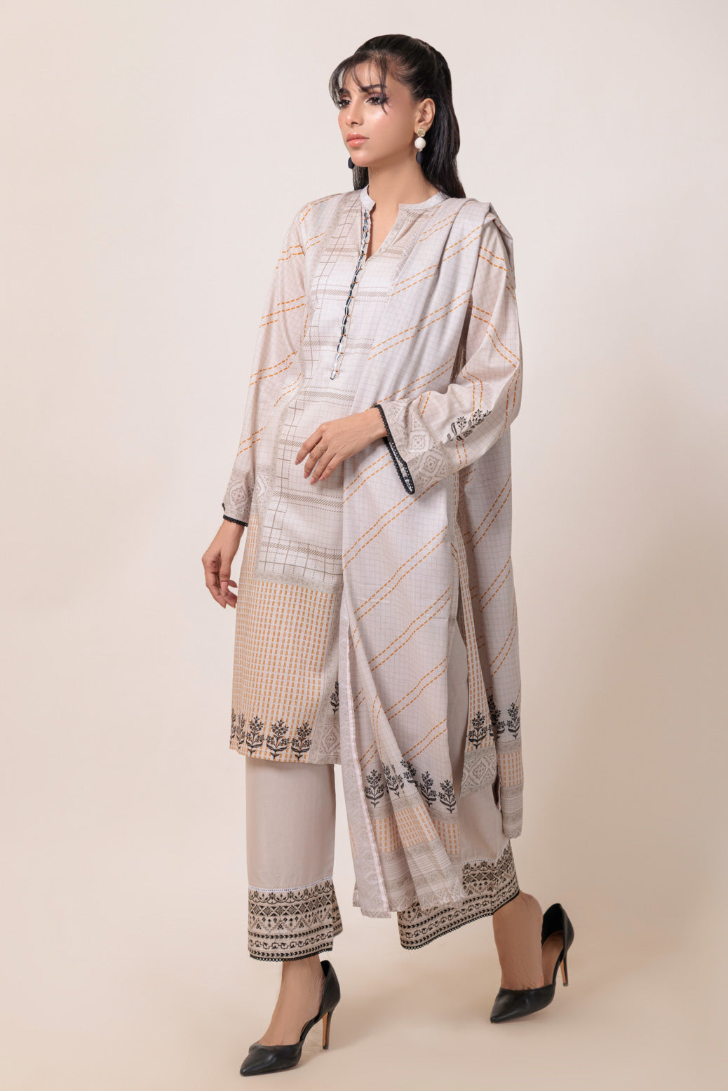 Bonanza Satrangi | Grey Lawn 3 Piece (PWS6243P12) 16 Grey