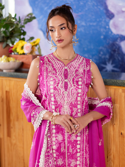 Mahnur | After Hours Luxury Lawn 25 | Peach Bellini M Magenta Lawn