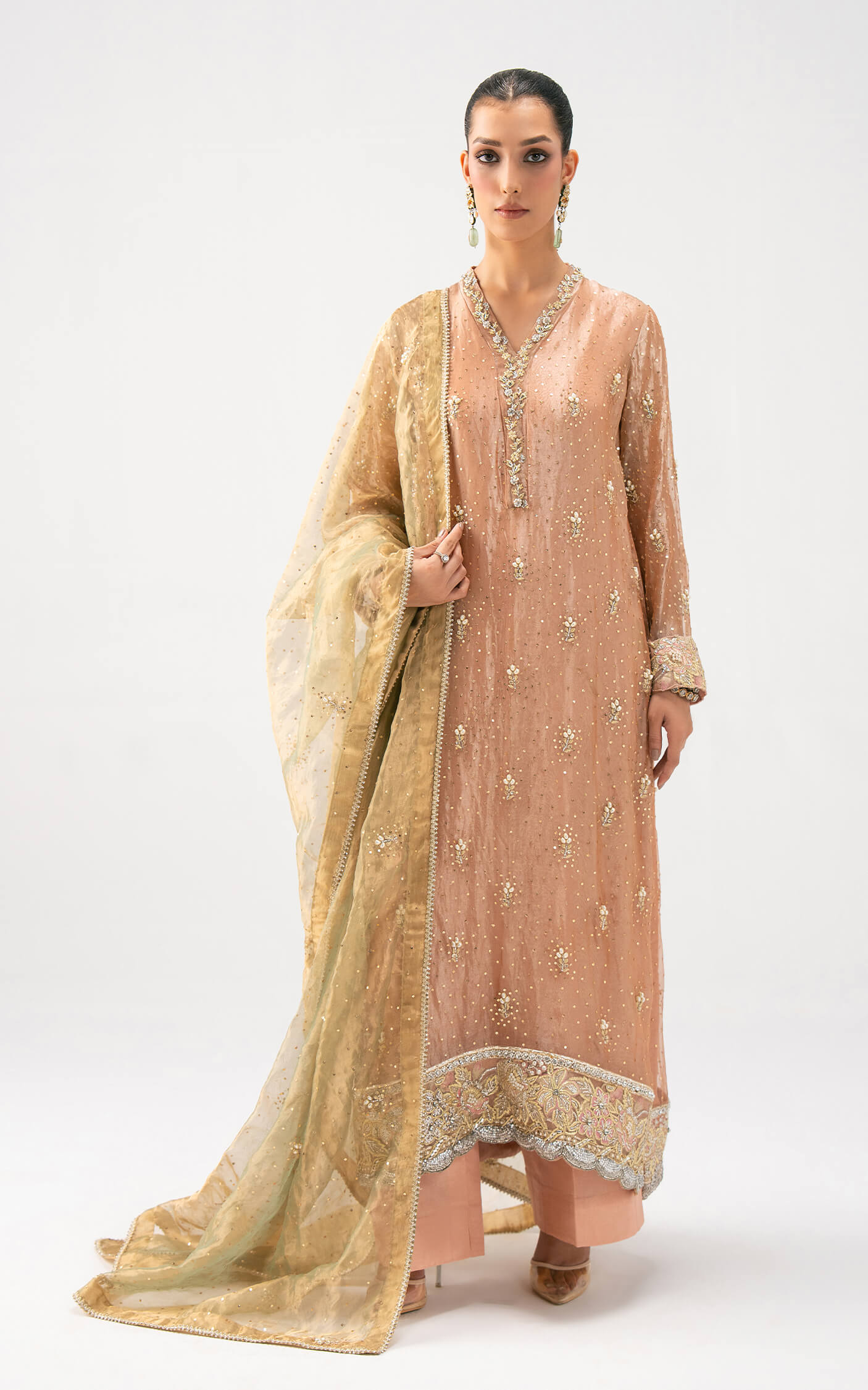 Asifa and Nabeel | Lyle Luxury Formals 25 | Peach Aura - Pakistani Designer Dress - by Asifa and Nabeel - Type : Ladies Clothes - 100% Original at Saira Sultan
