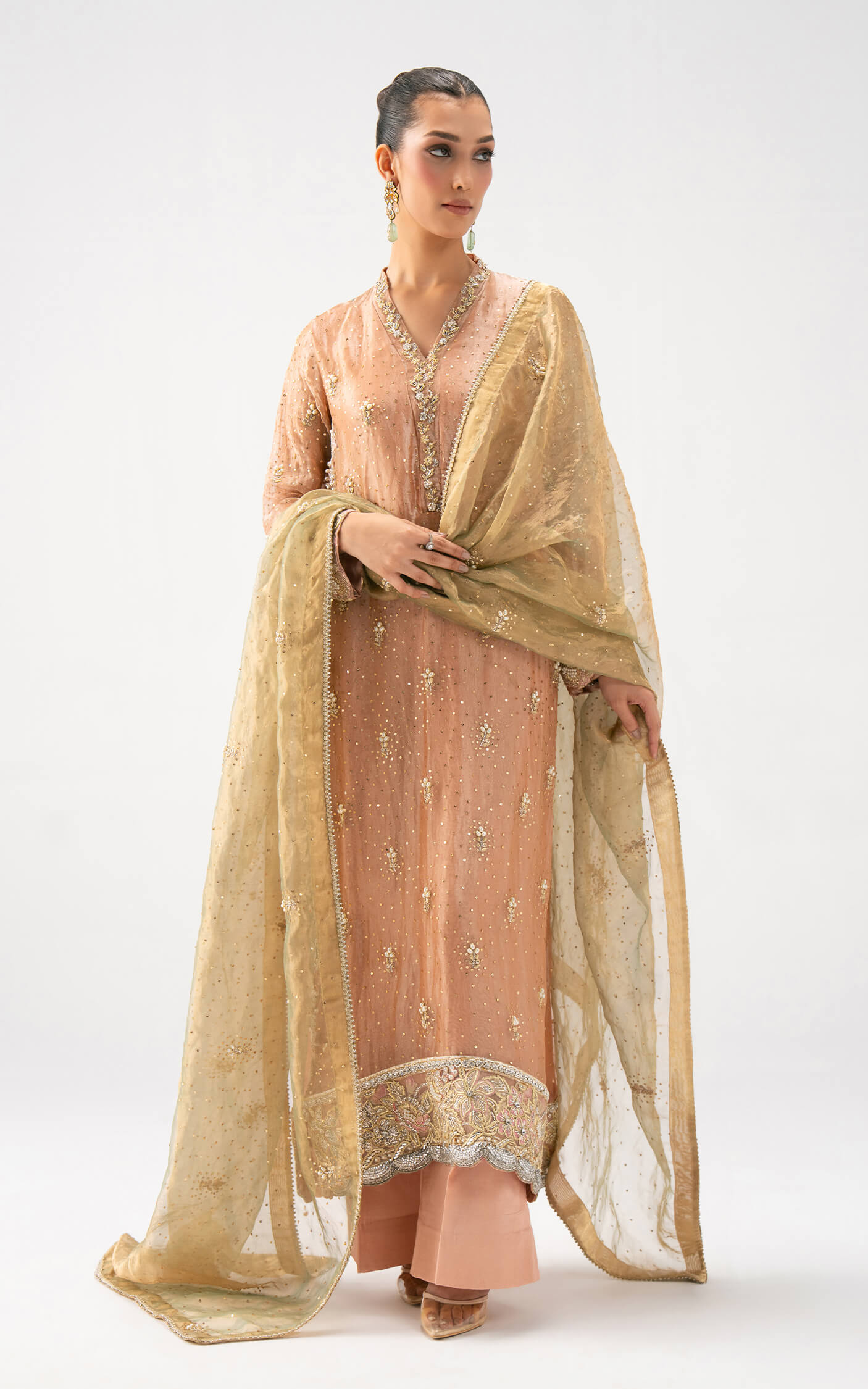 Asifa and Nabeel | Lyle Luxury Formals 25 | Peach Aura - Pakistani Designer Dress - by Asifa and Nabeel - Type : Ladies Clothes - 100% Original at Saira Sultan