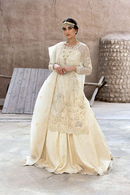 Kara | Kamdani Festive Collection | Pearl Whisper Custom Size Ivory Cotton Net