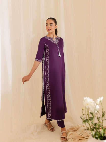 Mahnur | Petal Whispers Lawn Pret | Petalina M Dark Purple Lawn
