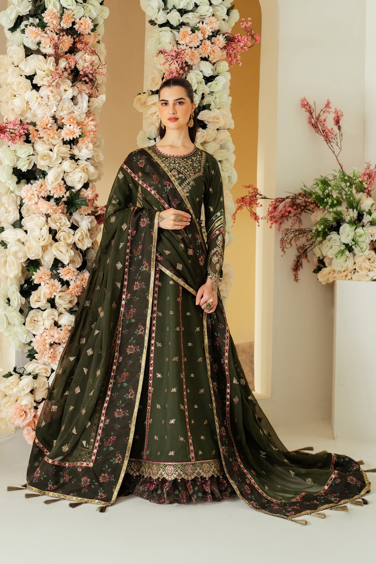 Alizeh | Luxury Raw Silk | AF-RS-03-PINE XS Olive Green Raw Silk