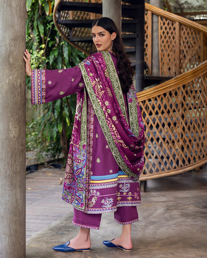 Mushq | Hemline Karandi | Plum Swirl by Mushq - Designer Dress - Type : Ladies Clothes - Available at Saira Sultan - 100% Original 
