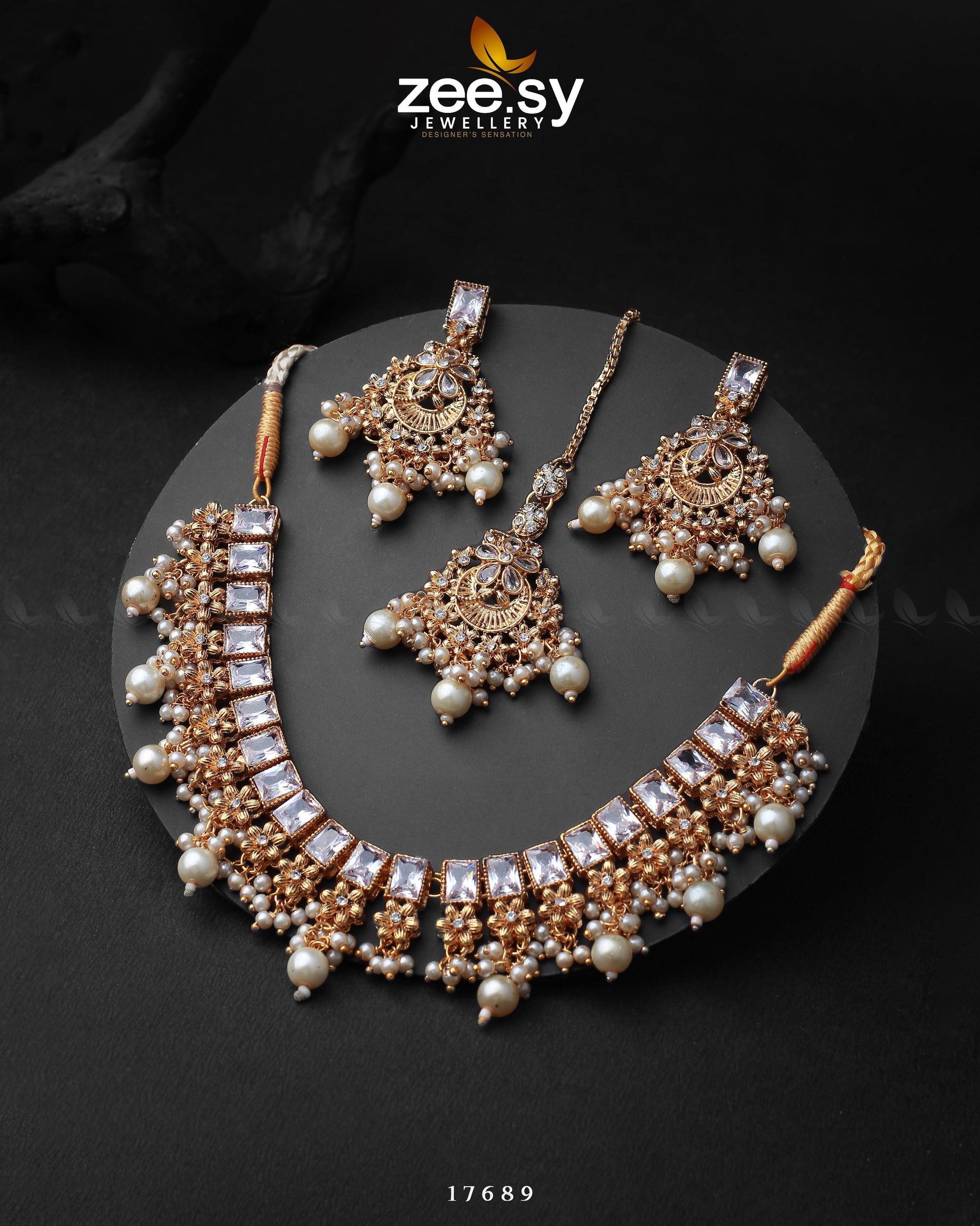 Prism Necklace Golden Pearl