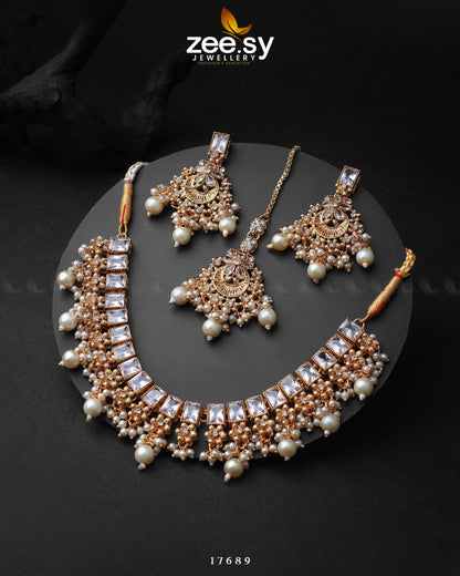 Prism Necklace Golden Pearl