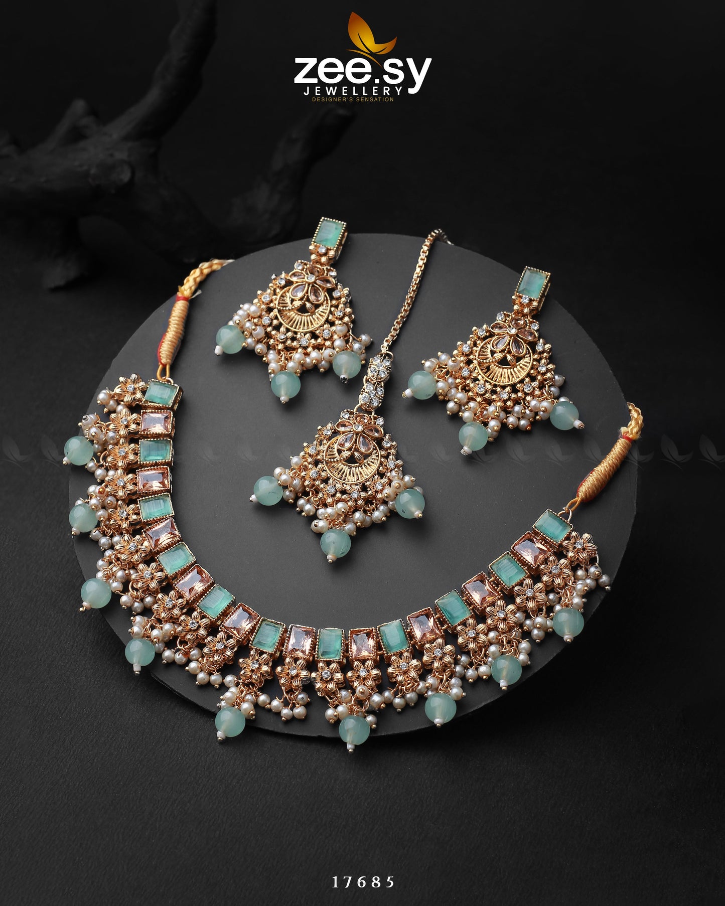 Prism Necklace Golden Mint Green