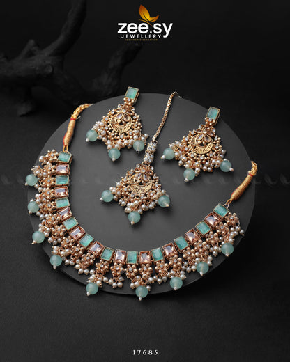 Prism Necklace Golden Mint Green