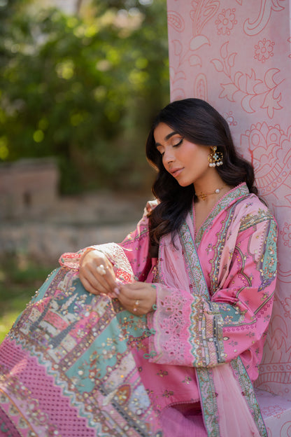 Qalamkar | Luxe Silk | UA-07 TESSA M Pink Silk