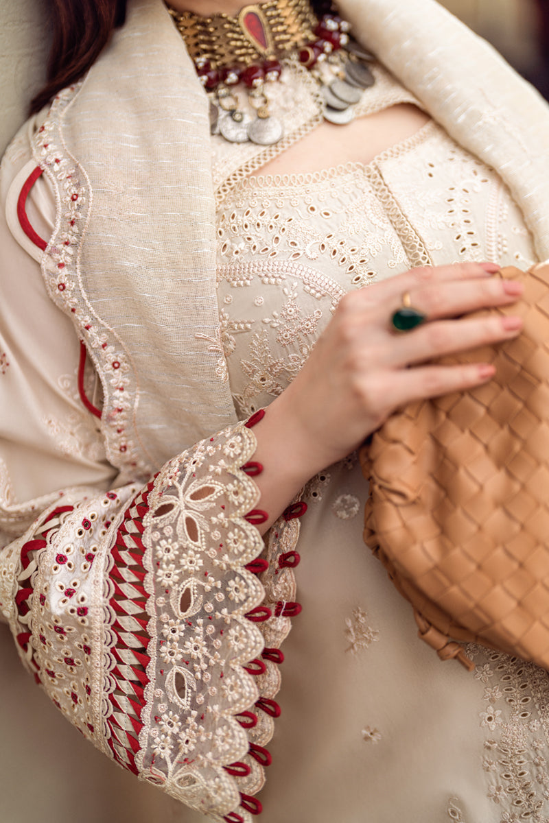 Qalamkar | Sahil Luxury Lawn | FK-16 ANAYA M Beige Lawn
