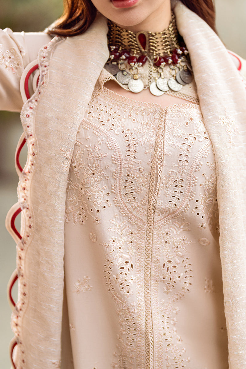 Qalamkar | Sahil Luxury Lawn | FK-16 ANAYA XL Beige Lawn