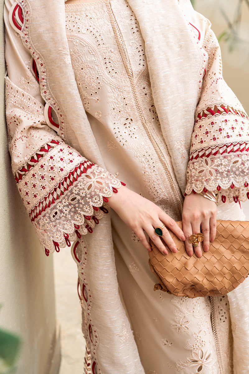 Qalamkar | Sahil Luxury Lawn | FK-16 ANAYA Custom Size Beige Lawn