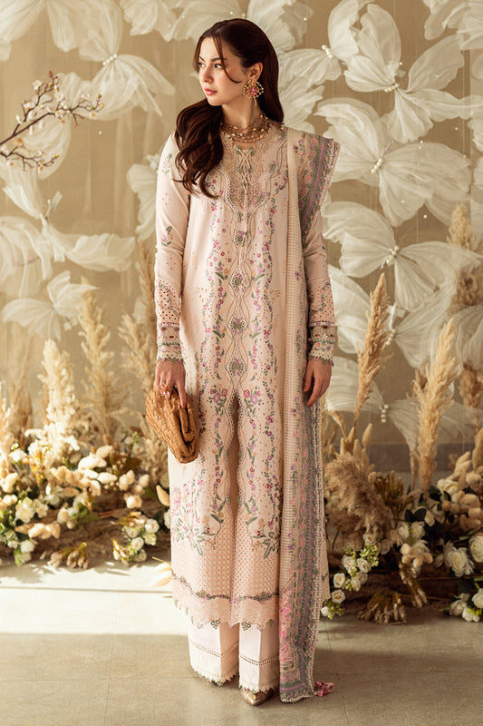 Qalamkar | Sahil Luxury Lawn | FK-12 LILY XS Pinkish Gray Lawn
