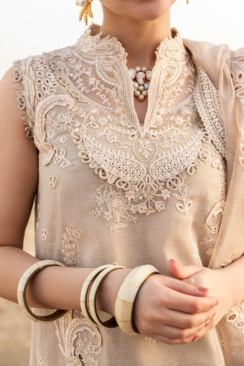 Qalamkar | Sahil Luxury Lawn | FK-01 SOPHIA M Nude Peach Lawn