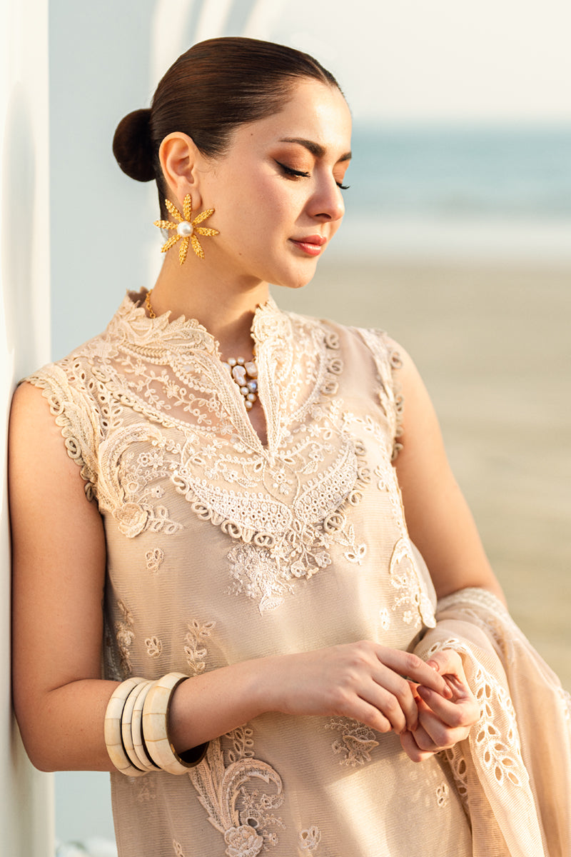 Qalamkar | Sahil Luxury Lawn | FK-01 SOPHIA Custom Size Nude Peach Lawn