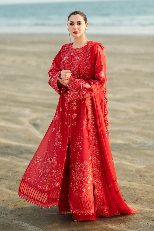 Qalamkar | Sahil Luxury Lawn | FK-07 BELLA XS pale red Lawn