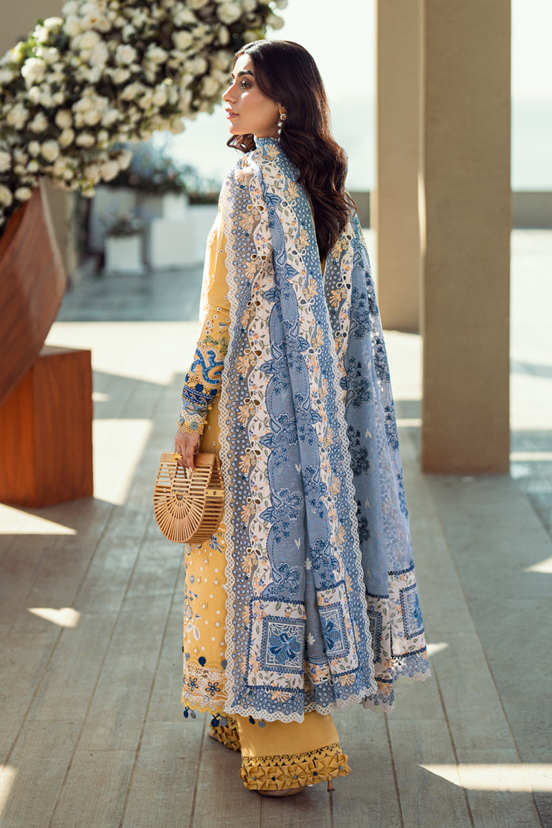 Qalamkar | Sahil Luxury Lawn | FK-06 NATALIE S Mustard Yellow Lawn