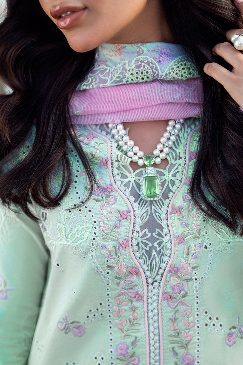 Qalamkar | Sahil Luxury Lawn | FK-04 CHLOE M Light Ferozi Lawn