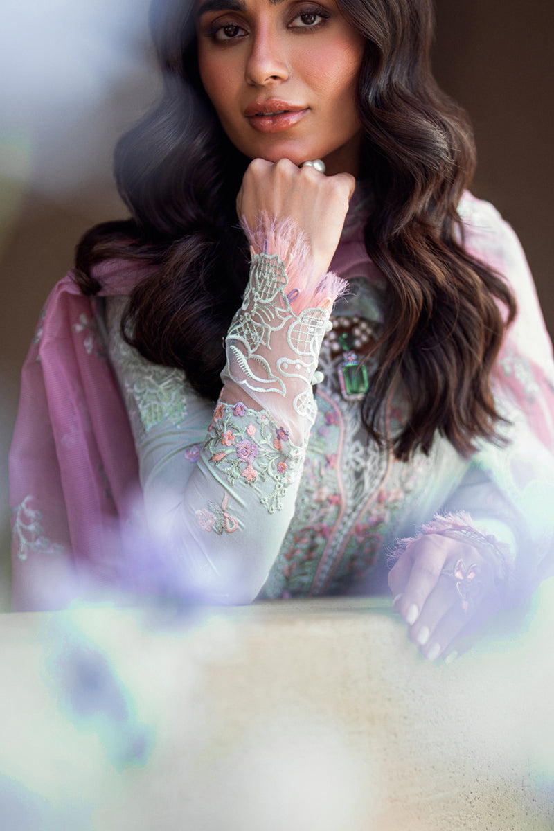 Qalamkar | Sahil Luxury Lawn | FK-04 CHLOE XL Light Ferozi Lawn