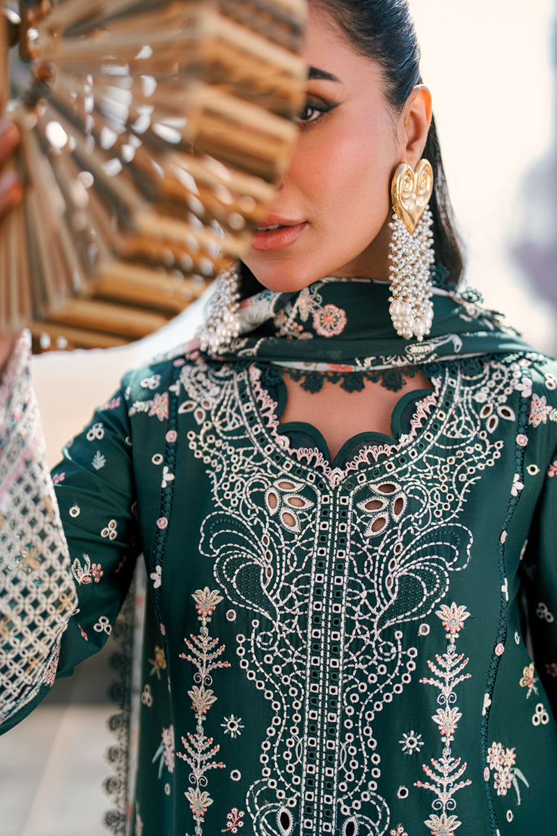 Qalamkar | Sahil Luxury Lawn | FK-13 ELIZA M Teal Green Lawn