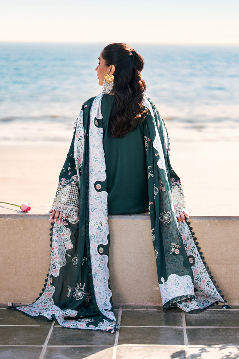 Qalamkar | Sahil Luxury Lawn | FK-13 ELIZA L Teal Green Lawn