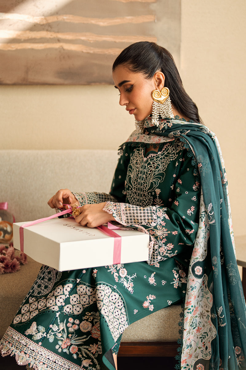 Qalamkar | Sahil Luxury Lawn | FK-13 ELIZA XL Teal Green Lawn