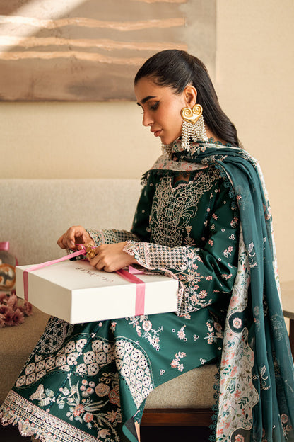 Qalamkar | Sahil Luxury Lawn | FK-13 ELIZA XL Teal Green Lawn