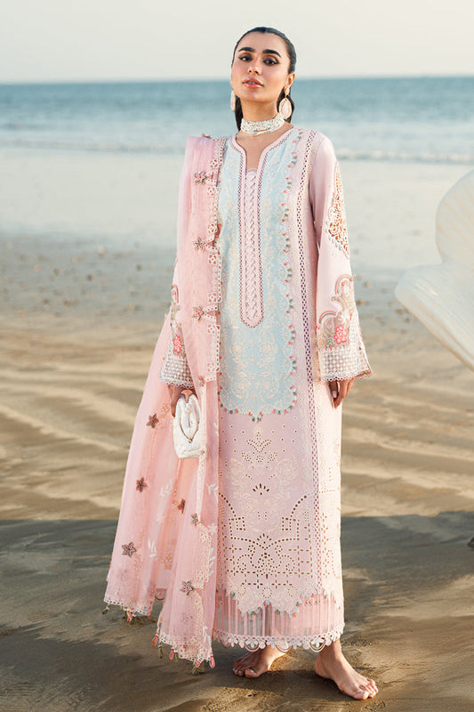Qalamkar | Sahil Luxury Lawn | FK-08 REEM XS Light Pink Lawn