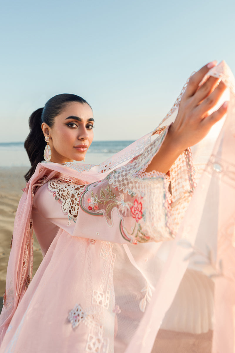 Qalamkar | Sahil Luxury Lawn | FK-08 REEM XL Light Pink Lawn