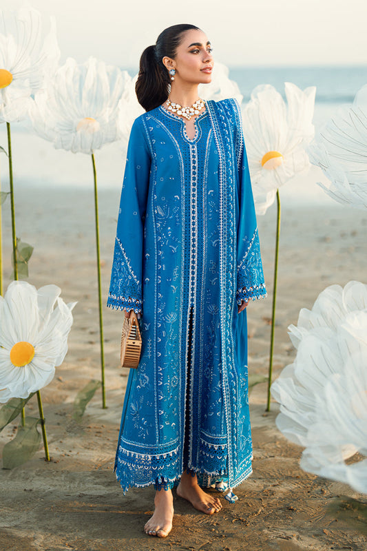 Qalamkar | Sahil Luxury Lawn | FK-03 VICTORIA XS Blue Lawn