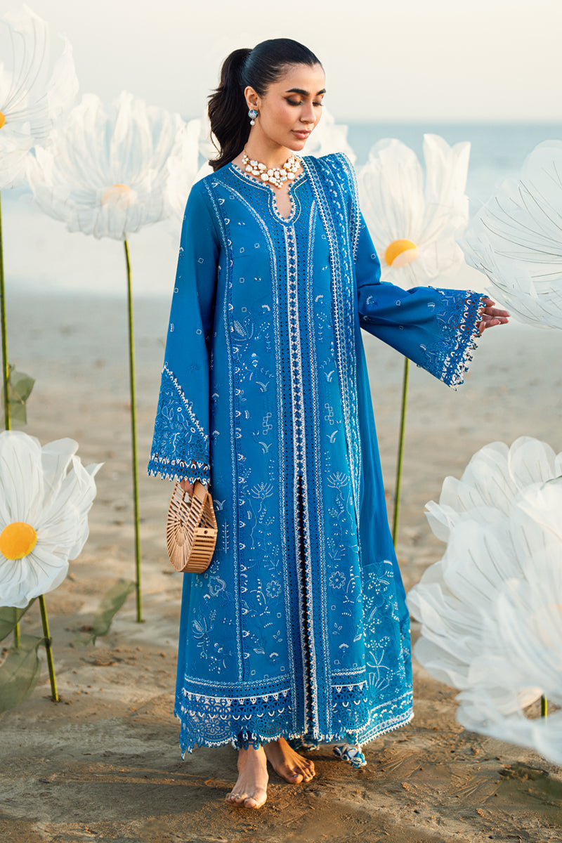 Qalamkar | Sahil Luxury Lawn | FK-03 VICTORIA M Blue Lawn