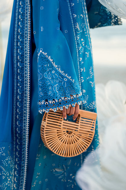 Qalamkar | Sahil Luxury Lawn | FK-03 VICTORIA XL Blue Lawn