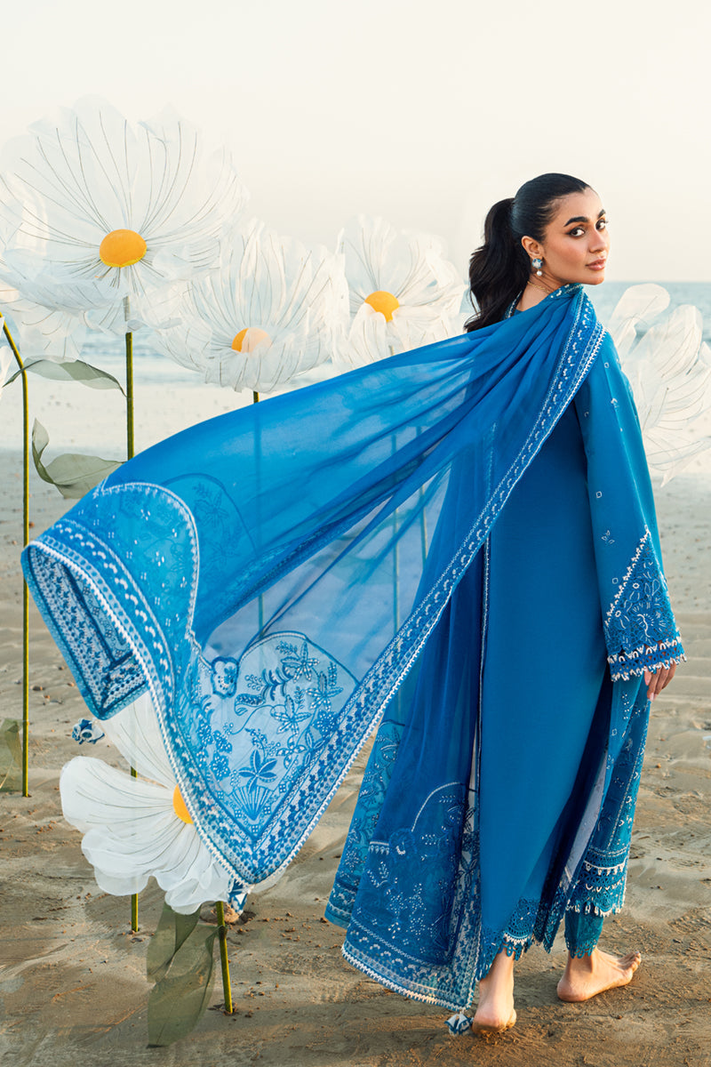 Qalamkar | Sahil Luxury Lawn | FK-03 VICTORIA S Blue Lawn